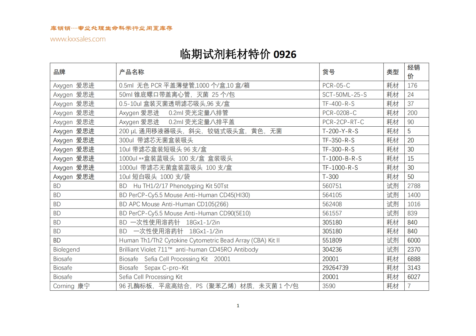 临期试剂耗材特价促销汇总0926